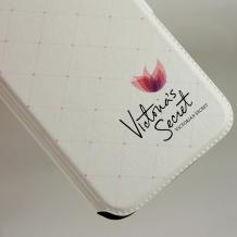Кожен калъф Flip тефтер Flexi със стойка за Apple iPhone 6 / iPhone 6S - бял / Victoria`s Secret