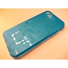 Силиконов калъф / гръб / TPU за Apple iPhone 5 / 5S - син прозрачен / куб