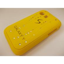 Заден предпазен твърд гръб / капак / с камъни за Samsung Galaxy Y S5360 - жълт
