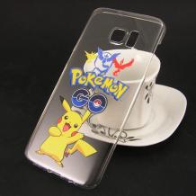 Твърд гръб за Samsung Galaxy S7 Edge G935 - прозрачен / Pokemon / Pikachu