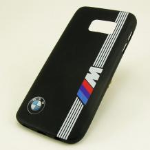 Ултра тънък силиконов калъф / гръб / TPU Ultra Thin i-Zore Case за Samsung Galaxy S7 G930 - BMW / черен с бяло райе