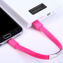 USB кабел за зареждане и пренос на данни / USB Data Charging Line за Apple iPhone 5 / iPhone 5S / iPhone 5C - цикламен / тип гривна