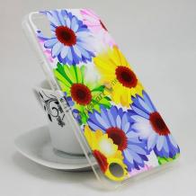 Силиконов калъф / гръб / TPU за HTC Desire 825 - цветя