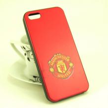Силиконов калъф / гръб / TPU за Apple iPhone 5 / iPhone 5S / iPhone SE - червен / Manchester United