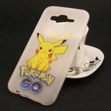 Силиконов калъф / гръб / TPU за Samsung Galaxy J5 J500 - бял / Pokemon / Pikachu / мат