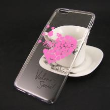 Твърд гръб за Apple iPhone 6 Plus / iPhone 6S Plus - прозрачен / розови сърца / Victoria's Secret