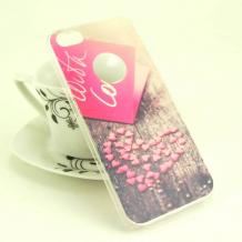 Твърд гръб за Apple iPhone 5 / iPhone 5S / iPhone SE - With Love / розови сърца