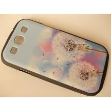 Луксозен заден предпазен твърд гръб / капак / за Samsung Galaxy S3 i9300 / Samsung SIII i9300 - син с бели цветя