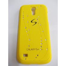 Заден предпазен твърд гръб / капак / с камъни за Samsung Galaxy S4 mini i9190 / Samsung S4 Mini i9195 / i9192 - жълт