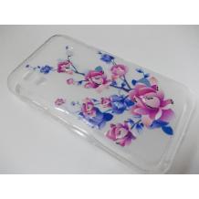 Силиконов калъф / гръб / TPU за Samsung Galaxy Ace S5830 - розови и лилави цветя / прозрачен