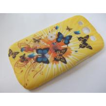 Заден предпазен твърд гръб / капак / за Samsung Galaxy S3 i9300 / Samsung SIII i9300 - жълт с пеперуди