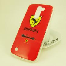 Силиконов калъф / гръб / TPU за LG K10 -Ferrari/червен