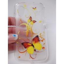 Силиконов калъф / гръб / TPU за Samsung Galaxy Ace S5830 - прозрачен / жълти пеперуди