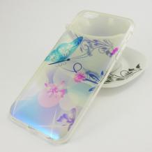 Луксозен силиконов калъф / гръб / TPU с брокат за Apple iPhone 6 Plus / iPhone 6S Plus - цветя и пеперуди