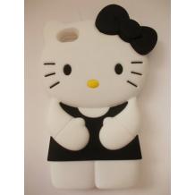 Силиконов калъф /гръб / ТПУ за Apple Iphone 4 / 4S - Hello Kitty / черен