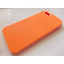 Силиконов калъф / гръб / TPU за Apple iPhone 5 / 5S - оранжев бял кант