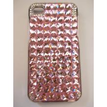 Заден предпазен капак / твърд гръб / с диаманти за Apple iPhone 4 / 4S - розов
