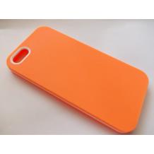 Силиконов калъф / гръб / TPU за Apple iPhone 5 / 5S - оранжев бял кант
