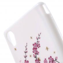 Силиконов калъф / гръб / TPU за Sony Xperia M4 / M4 Aqua - Peach Blossom
