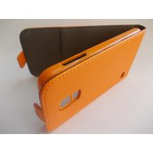 Кожен калъф Flip тефтер със силиконов гръб за Samsung Galaxy S5 G900 - оранжев