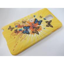 Заден предпазен твърд гръб / капак / за Samsung Galaxy Note 3 N9000 / Samsung Note 3 N9005 - жълт с пеперуди