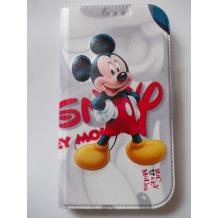 Кожен калъф Flip тефтер със стойка 3D за Apple iPhone 5 / iPhone 5S -  Mickey Mouse / сив
