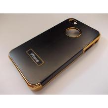 Заден предпазен твърд гръб / капак / за Apple iPhone 4 / 4S - черен / метален