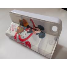 Кожен калъф Flip тефтер със стойка 3D за Apple iPhone 4 / iPhone 4S -  Mickey Mouse / сив