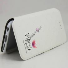 Кожен калъф Flip тефтер Flexi със стойка за Sony Xperia M4 / Xperia M4 Aqua - бял / Victoria`s Secret