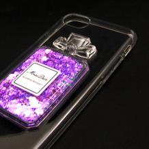 Луксозен силиконов калъф / гръб / TPU 3D за Apple iPhone 6 Plus / iPhone 6S Plus - прозрачен / парфюм / лилави сърца