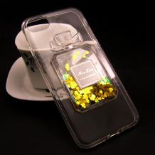 Луксозен силиконов калъф / гръб / TPU 3D за Apple iPhone 6 Plus / iPhone 6S Plus - прозрачен / парфюм / златисти сърца