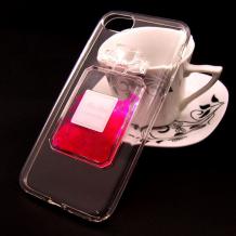 Луксозен силиконов калъф / гръб / TPU 3D за Apple iPhone 6 Plus / iPhone 6S Plus - прозрачен / парфюм / розови сърца