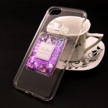 Луксозен силиконов калъф / гръб / TPU 3D за Apple iPhone 6 Plus / iPhone 6S Plus - прозрачен / парфюм / лилави сърца