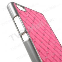Твърд гръб / капак / с камъни за Huawei Ascend P8 - розов с метален кант
