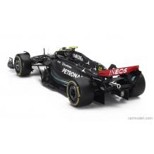Метална кола Mercedes-AMG F1 W14 E Performance Team Mercedes-AMG Petronas Formula One Team Lewis Hamilton Season 2023 with standing pilot figure - Bburago 1:24