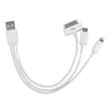 Оригинален Micro USB Data кабел 4 in 1 за Apple iPhone 4 / 4S , 5 / 5S / 5C / iPhone 6 / Samsung Galaxy Tab / HTC / LG / Nokia / Lenovo - бял