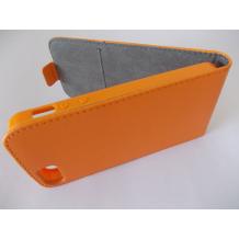 Кожен калъф Flip тефтер със силиконов гръб за Apple iPhone 5 / iPhone 5S - оранжев