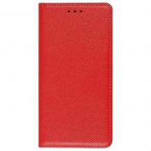 Кожен калъф Magnet Case със стойка за LG K10 2017 - червен