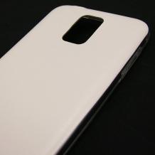 Ултра тънък силиконов калъф / гръб / TPU Ultra Thin за Samsung Galaxy S5 G900 / Galaxy S5 Neo G903 - бял с кожен гръб