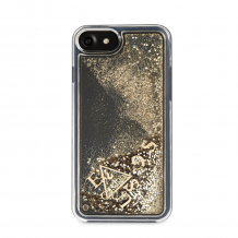 Луксозен твърд гръб 3D Guess Glitter Hard Case за Apple iPhone 7 / iPhone 8 - прозрачен / затист брокат