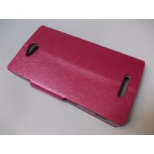Луксозен кожен калъф Flip тефтер със стойка за Sony Xperia C S39h - розов