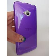 Силиконов гръб / калъф / TPU за HTC One M7 - прозрачен / лилав гланц
