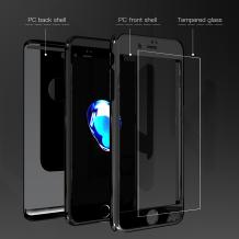 Луксозен твърд гръб 360° FULL за Apple iPhone 7 Plus / iPhone 8 Plus - черен / огледален / лице и гръб