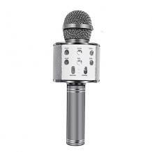 Караоке микрофон с вградени стерео високоговорители / Bluetooth Wireless Microphone Hifi Speaker WS-858 - сребрист