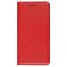Кожен калъф Magnet Case със стойка за Samsung Galaxy A10 - червен