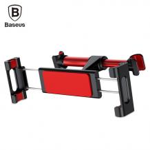 Универсална стойка за седалка за кола Baseus Adjustable Headrest Bracket Car Mount Backseat Holder за Samsung, Apple, Huawei, Lenovo, LG, HTC, Sony, Nokia, ZTE - червена / въртяща се на 360 градуса