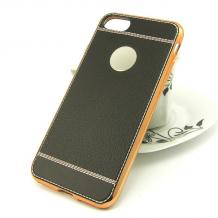 Луксозен силиконов калъф / гръб / TPU за Apple iPhone 7 Plus - черен / имитиращ кожа