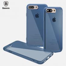 Оригинален силиконов калъф / гръб / TPU Baseus Simple Series Clear Case за iPhone 7 / iPhone 8 - син