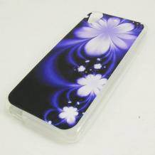 Силиконов калъф / гръб / TPU за HTC Desire 650 - лилав / бели цветя