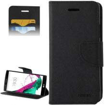 Луксозен кожен калъф Flip тефтер със стойка MERCURY Fancy Diary за LG G4 - черен
